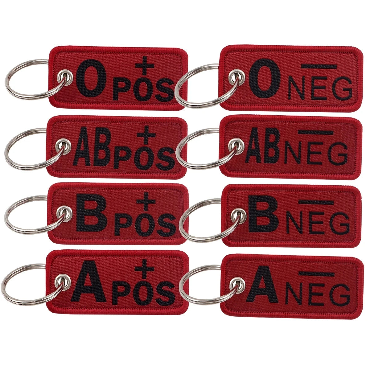Run Gear Accessories: RED Blood Type, First Aid Medical Key Tags Keychain for House Key / Rungear