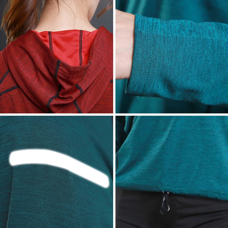 Women's Running Apparel: Quick Drying, Breathable, Long Sleeved Hooded Training T-Shirt / Rungear