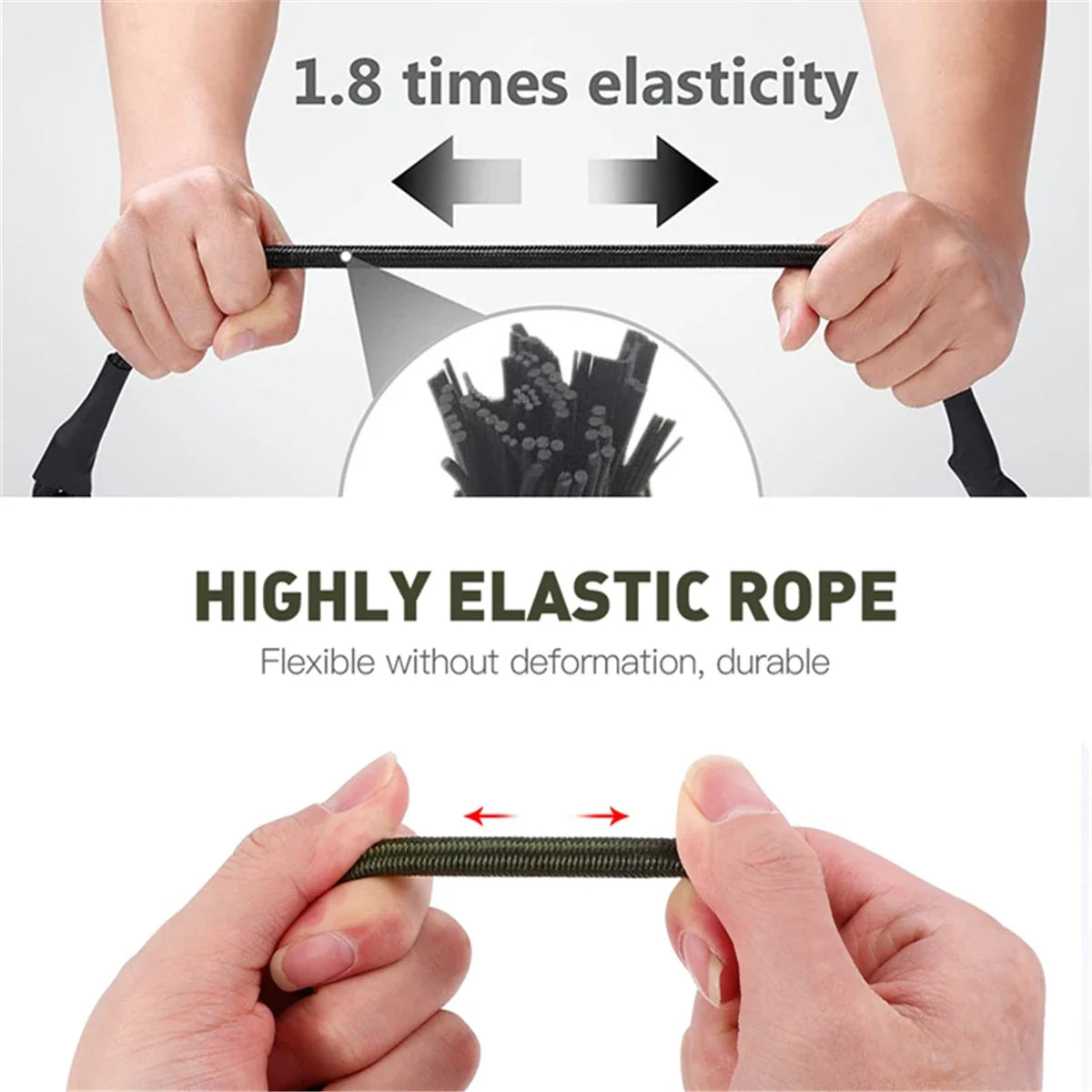 Trail Gear Accessories: Heavy Duty Bungee Cord, Elastic Tie Strap String Carabiner Hooks / Rungear
