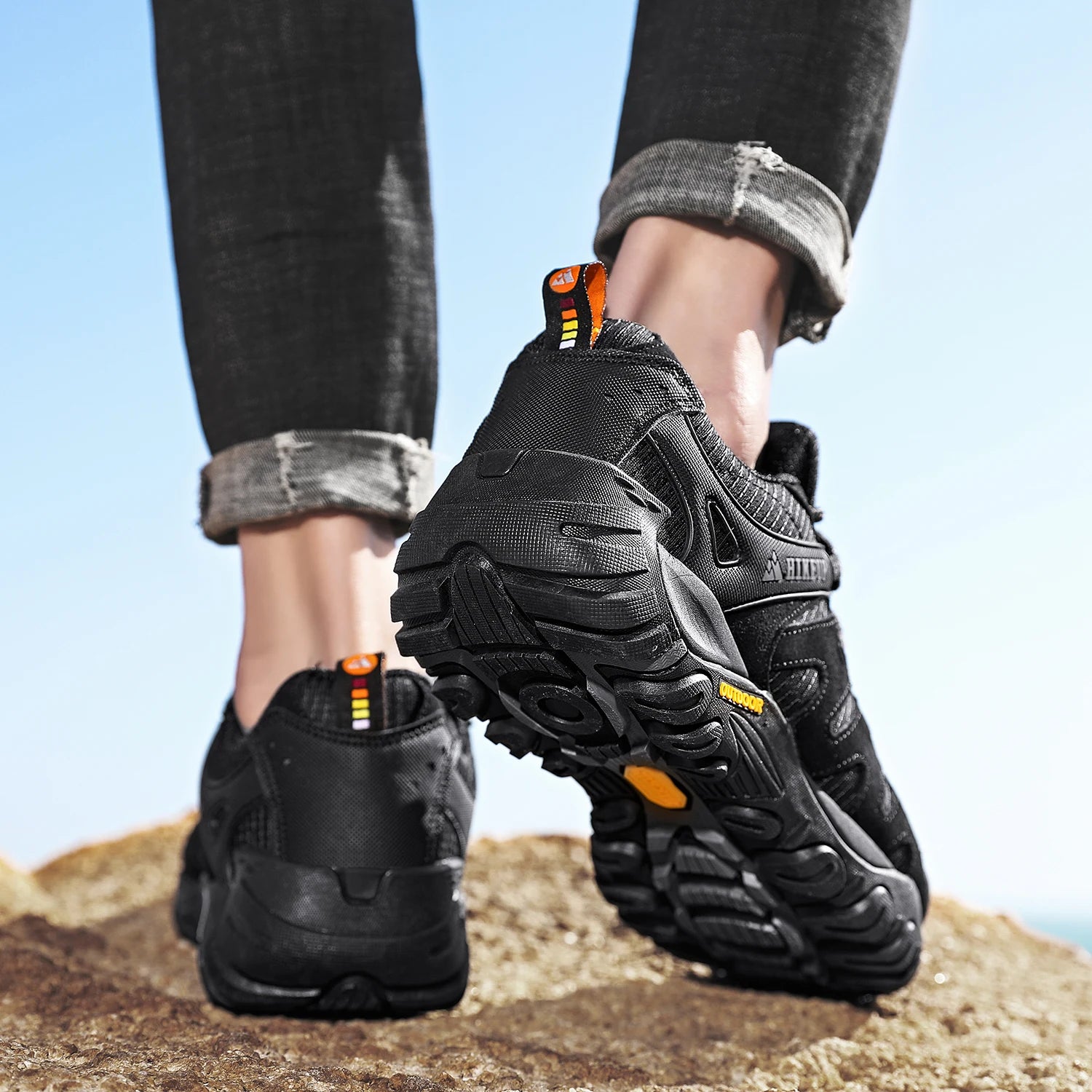Hiking Shoe Gear: HIKEUP Men's Suede Leather, Wear-Resistant Hiking, Walking, Hunting Outdoor Shoes / Rungear