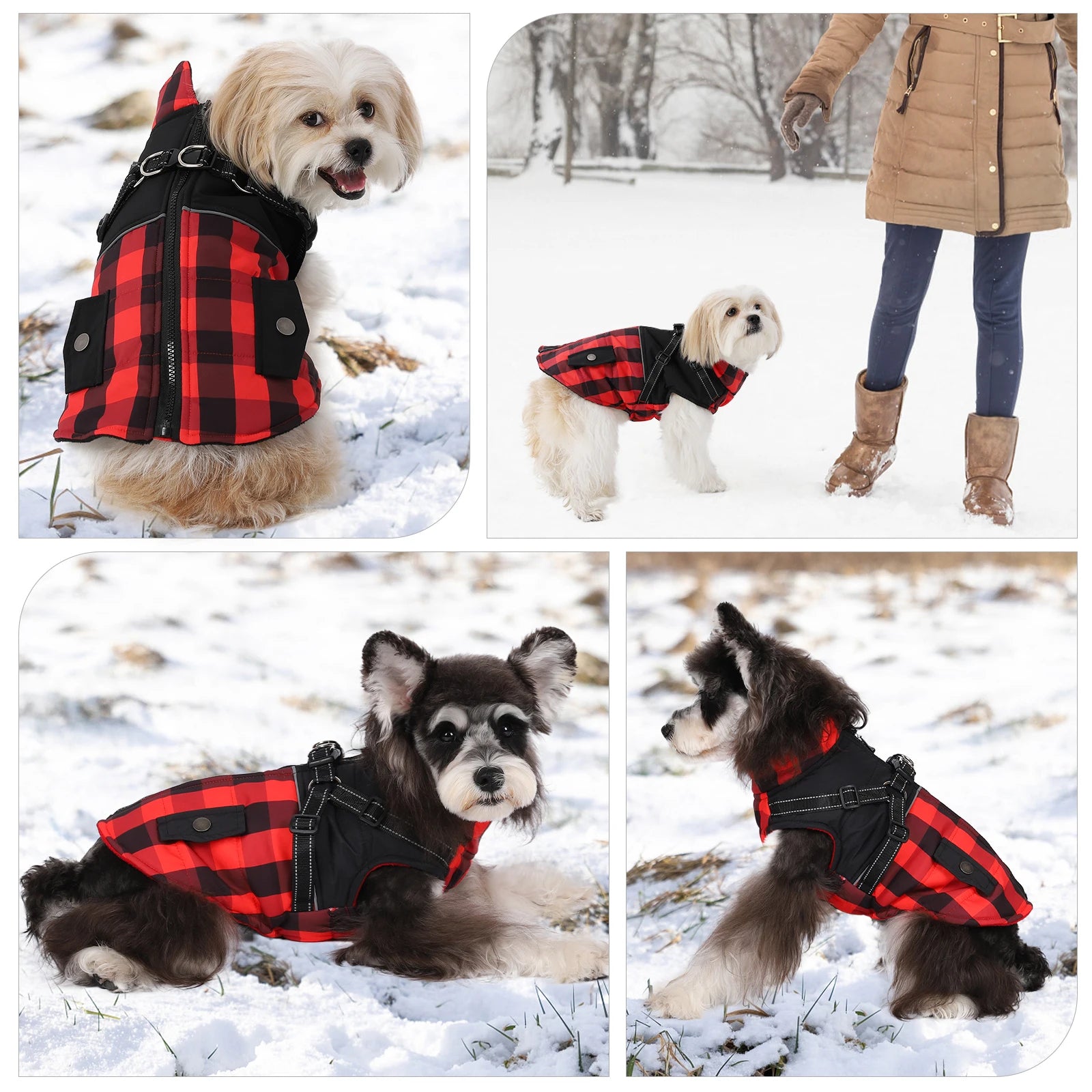 Dog Jacket Accessories: Winter Warm, Reflective, Windproof Harness With Back Zipper / Rungear