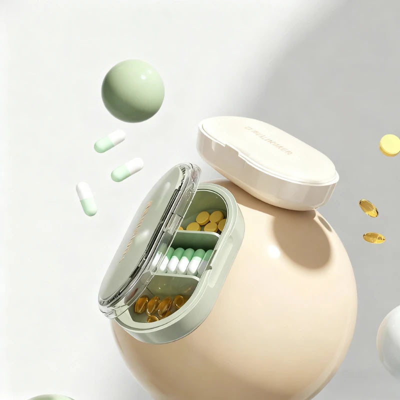 Portable Travel Size Moisture-Proof Medicine Box with Three Compartment Storage