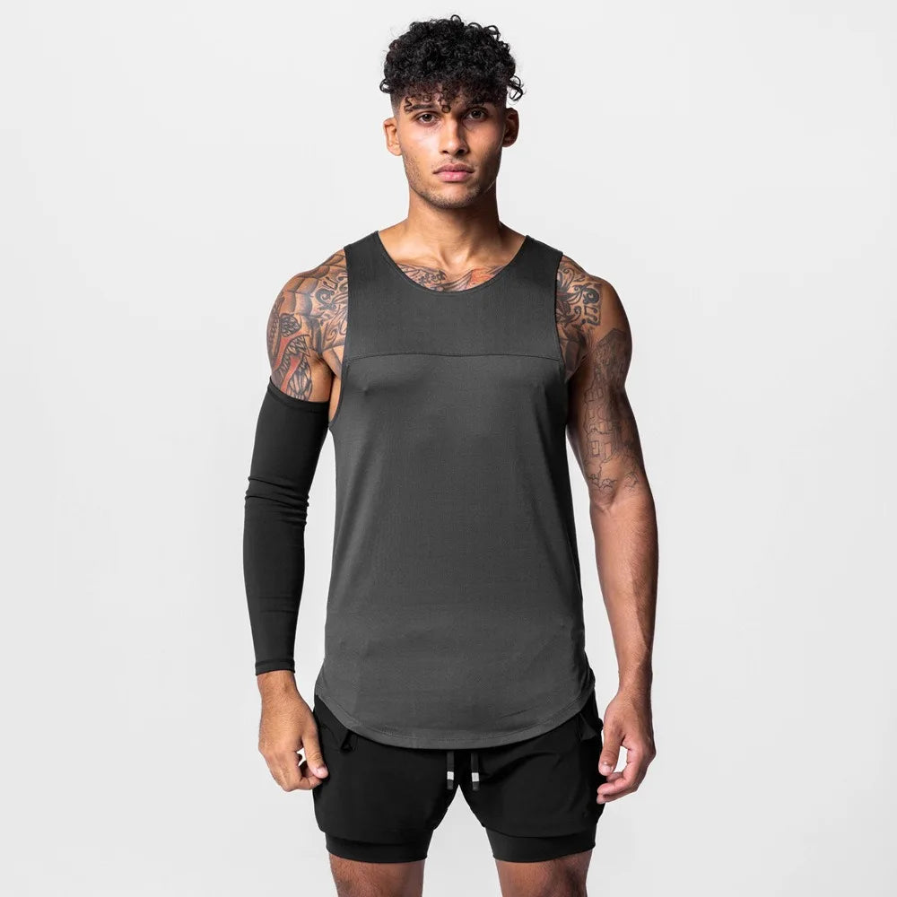 Men's Quick-Dry Apparel: Sleeveless, Breathable Mesh, Quick-Dry Workout Fitness Tank Top Singlet / Rungear