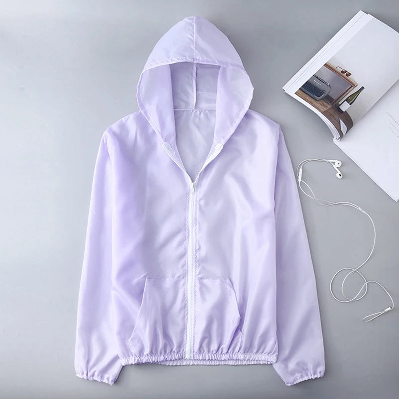 Women's Lightweight Jackets: Summer, Thin, Long Sleeved, Hooded Sun Protection Windbreaker Jackets for Outdoor Sports / Rungear