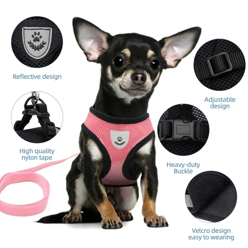 Adjustable Running Gear For Dogs: Polyester, Mesh, Breathable, Reflective Harness For Small To Medium Dogs / Rungear