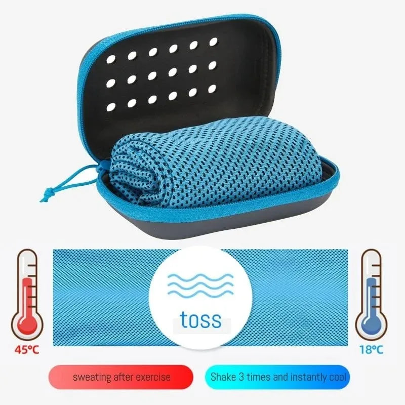 Quick Dry Towel Accessories: Soft, Breathable, Sweat Absorbent Towel with Storage Box for All Sports, Running, Gym Fitness / Rungear