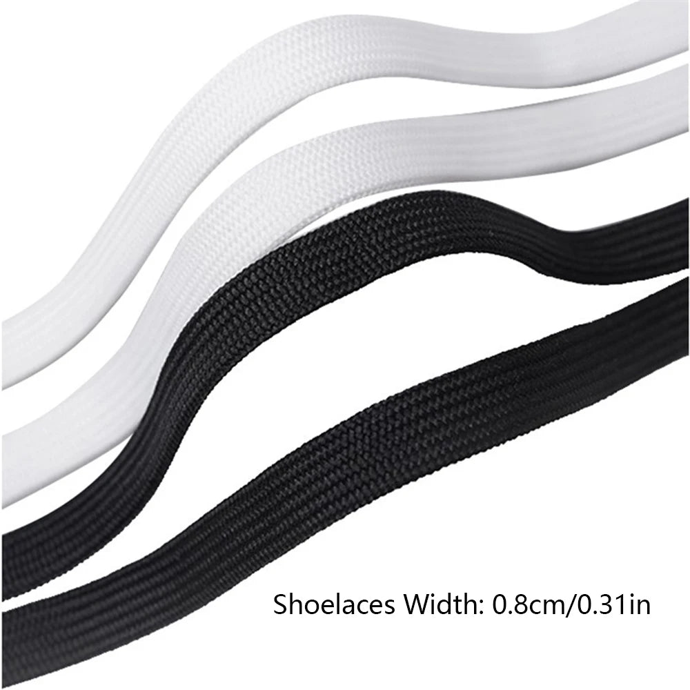 Sports Shoe Accessories: 1PR Classic Double Fabric Non-Slip Shoelaces  Black White 70/80 /90/100/120C / Rungear