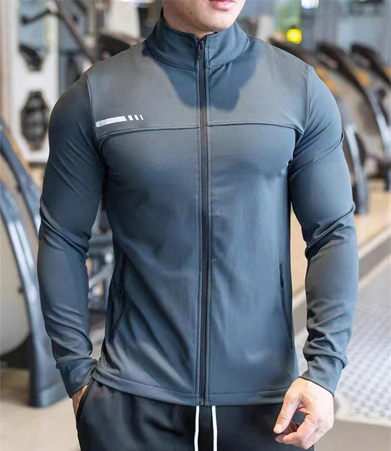 Men's Jackets Apparel: Quality Fitness Outdoor Training Sweatshirt Sports Jacket With Zipper / Rungear