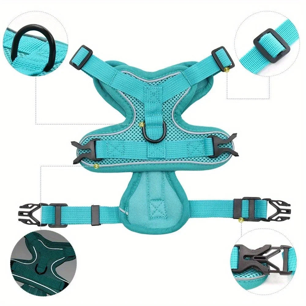 Dog Halter Accessories: Adjustable, Reflective, No Pull Dog Harness Vest and Leash Set for Small Dogs / Rungear