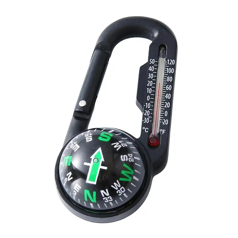 Trail Gear Accessories: Compass Hiking Outdoor Buckle Mini Compass Carabiner Keychain With Thermometer / Rungear