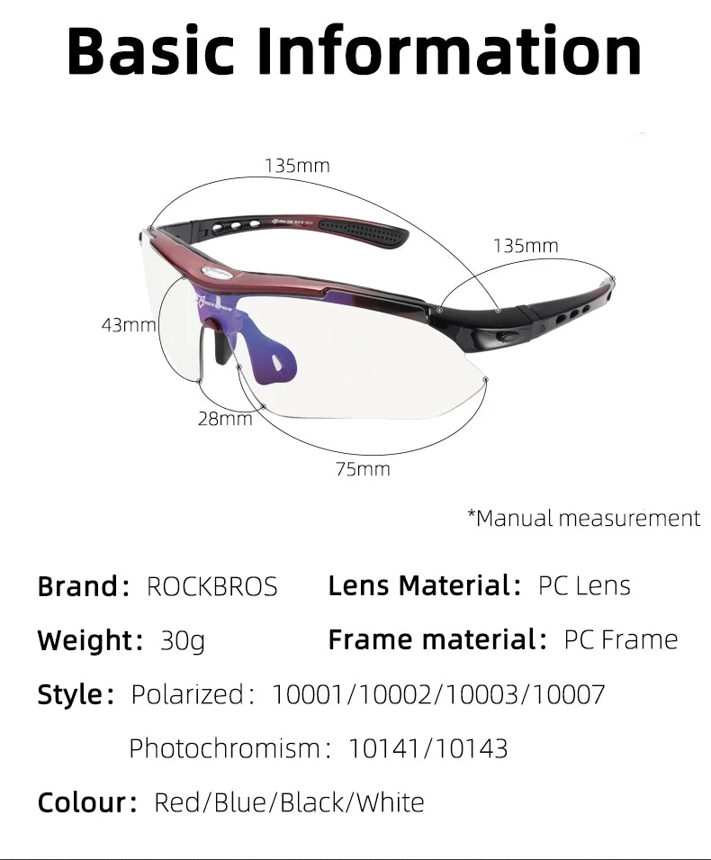 Running Sunglasses Gear: ROCKBROS Polarized, Outdoor Sports Sunglasses Eyewear / Rungear
