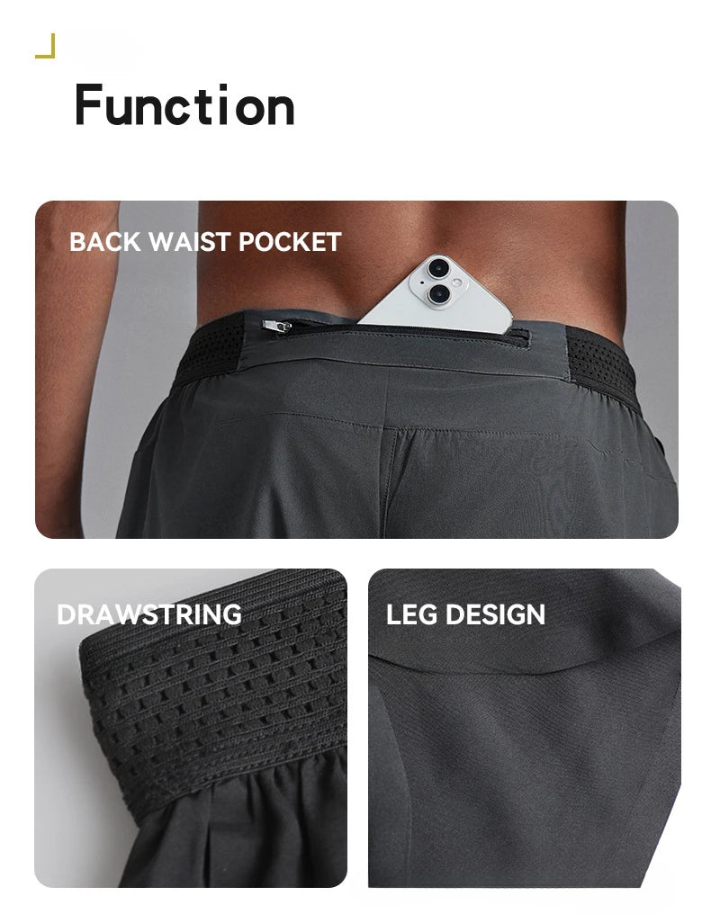Men's Quick-Dry Apparel: Lightweight, Athletic 3-Inch Marathon Shorts with Built-in Liner Waist Pocket for Trail, Running / Rungear