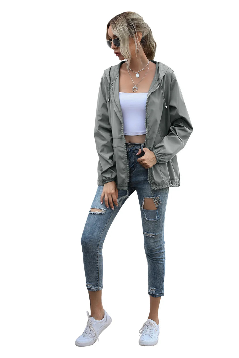 Women's Jackets Apparel: Ultralight, Waterproof, Windproof, Slim Hooded Windbreaker Jacket / Rungear