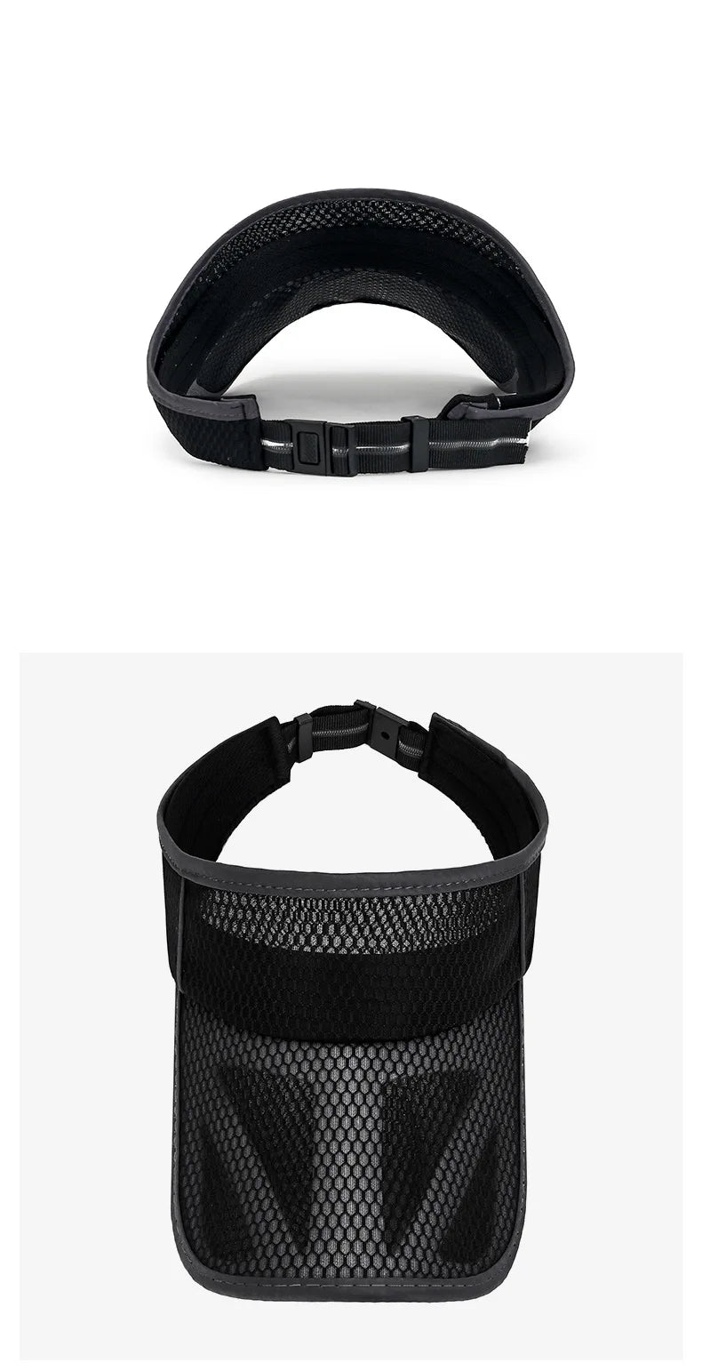 Unisex Summer Adjustable UV Protection Sports Sun Hat Visor with Mesh Brim