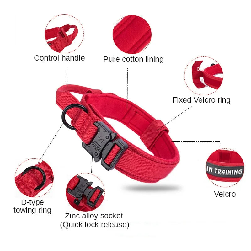Reflective Dog Collars: Adjustable, Reflective, Quick Release, Nylon Training Dog Collar With Handle / Rungear