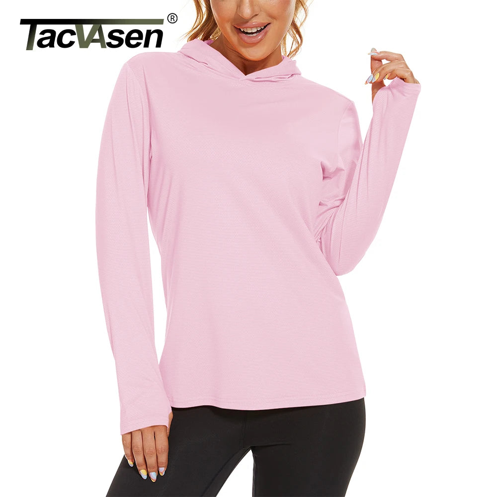 TACVASEN Summer UV/Sun Protection Outdoor Hooded T-shirt Women's Hoodie Shirt UPF 50+ Long Sleeve Fishing Hiking Athletic Shirts