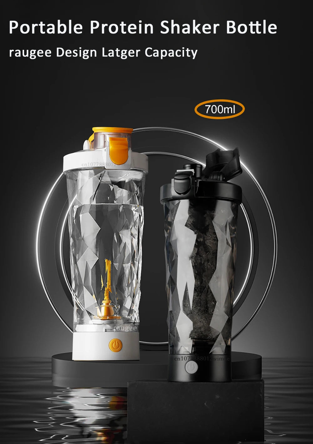 Running Hydration Gear: Portable, USB Rechargeable Protein Powder Shaker, Automatic Mixing Cup for Gym, Running, Hiking / Rungear
