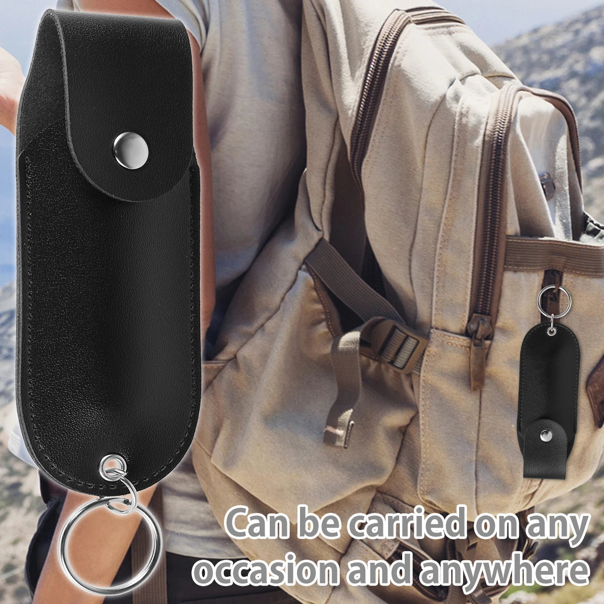 Safety Gear Accessories: PU Leather, Mini Portable Pepper Spray Keychain Pouch for Self Defense / Rungear