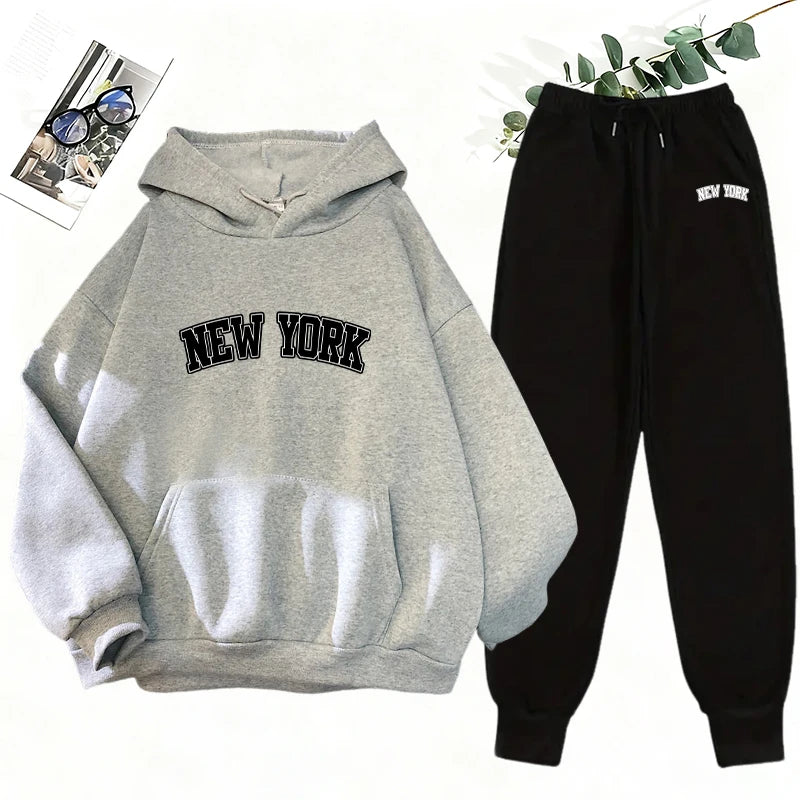 Women's Winter Apparel: Hooded Sweatshirt and Jogger Pants Casual Matching Set Outfit / Rungear