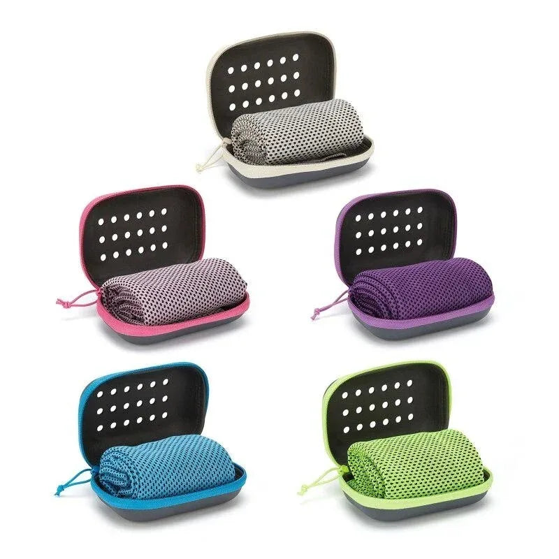 Quick Dry Towel Accessories: Soft, Breathable, Sweat Absorbent Towel with Storage Box for All Sports, Running, Gym Fitness / Rungear