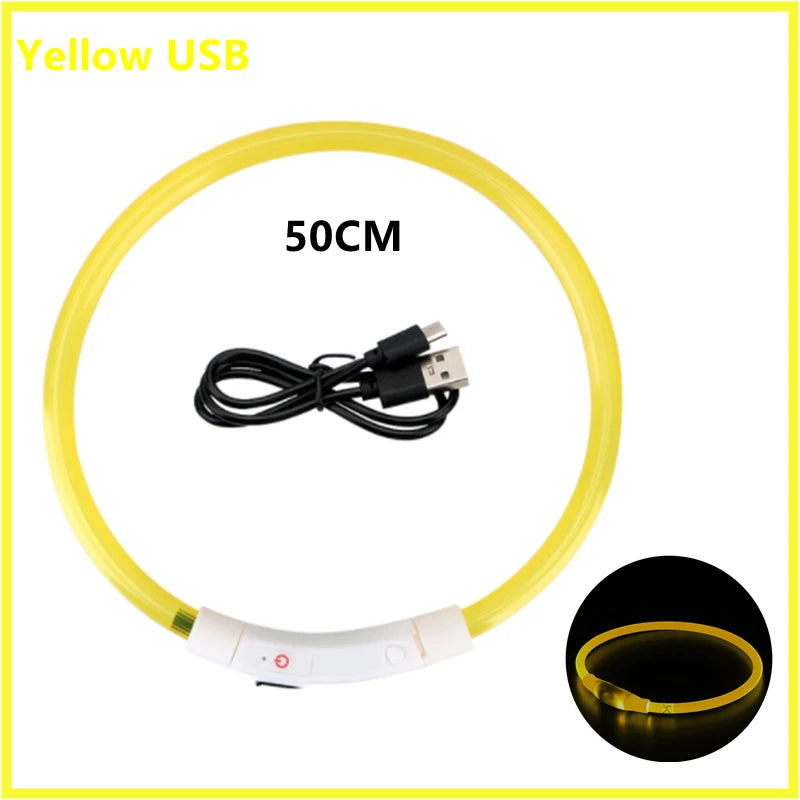 Pet Safety Gear: USB, Adjustable LED Rechargeable Safety Collar For Large Small Dogs / Rungear
