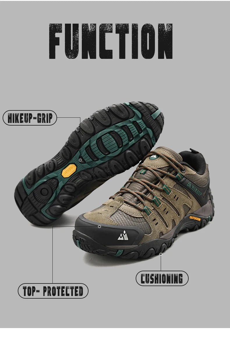 Hiking Shoe Gear: HIKEUP Men's Suede Leather, Wear-Resistant Hiking, Walking, Hunting Outdoor Shoes / Rungear