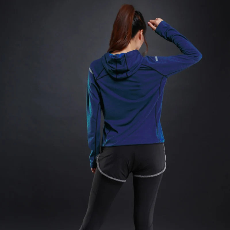 Women's Running Apparel: Quick Drying, Breathable, Long Sleeved Hooded Training T-Shirt / Rungear