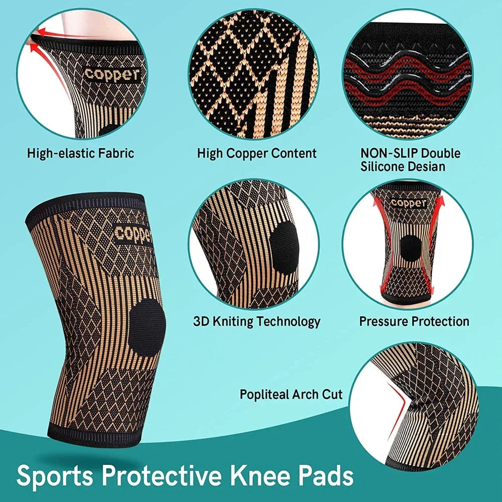 Recovery Gear Accessories: Copper Knee Compression Sleeve Brace for Arthritis Pain & Knee Pain Support / Rungear