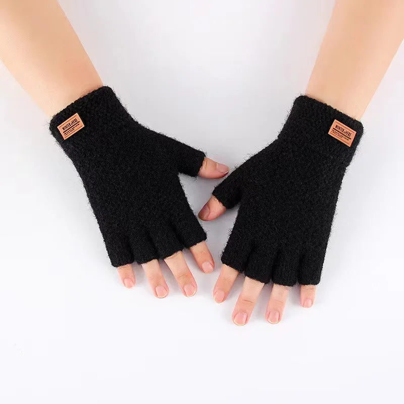 Winter Men's gloves: Warm, Thick Wool, Half Finger Fingerless Gloves / Rungear
