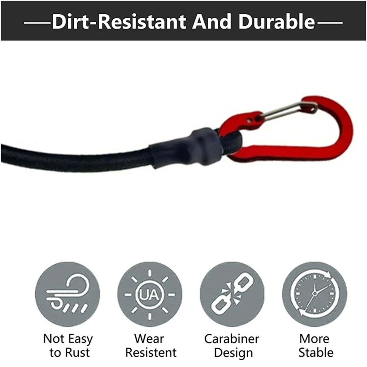 Trail Gear Accessories: Heavy Duty Bungee Cord, Elastic Tie Strap String Carabiner Hooks / Rungear