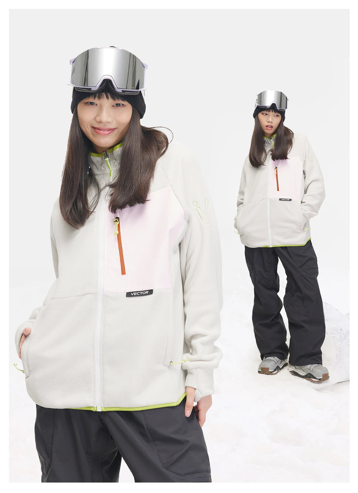 Unisex Winter Jackets: VECTOR Unisex Fleece, Contrast Sleeve, Warm Winter Sweatshirt Jacket / Rungear