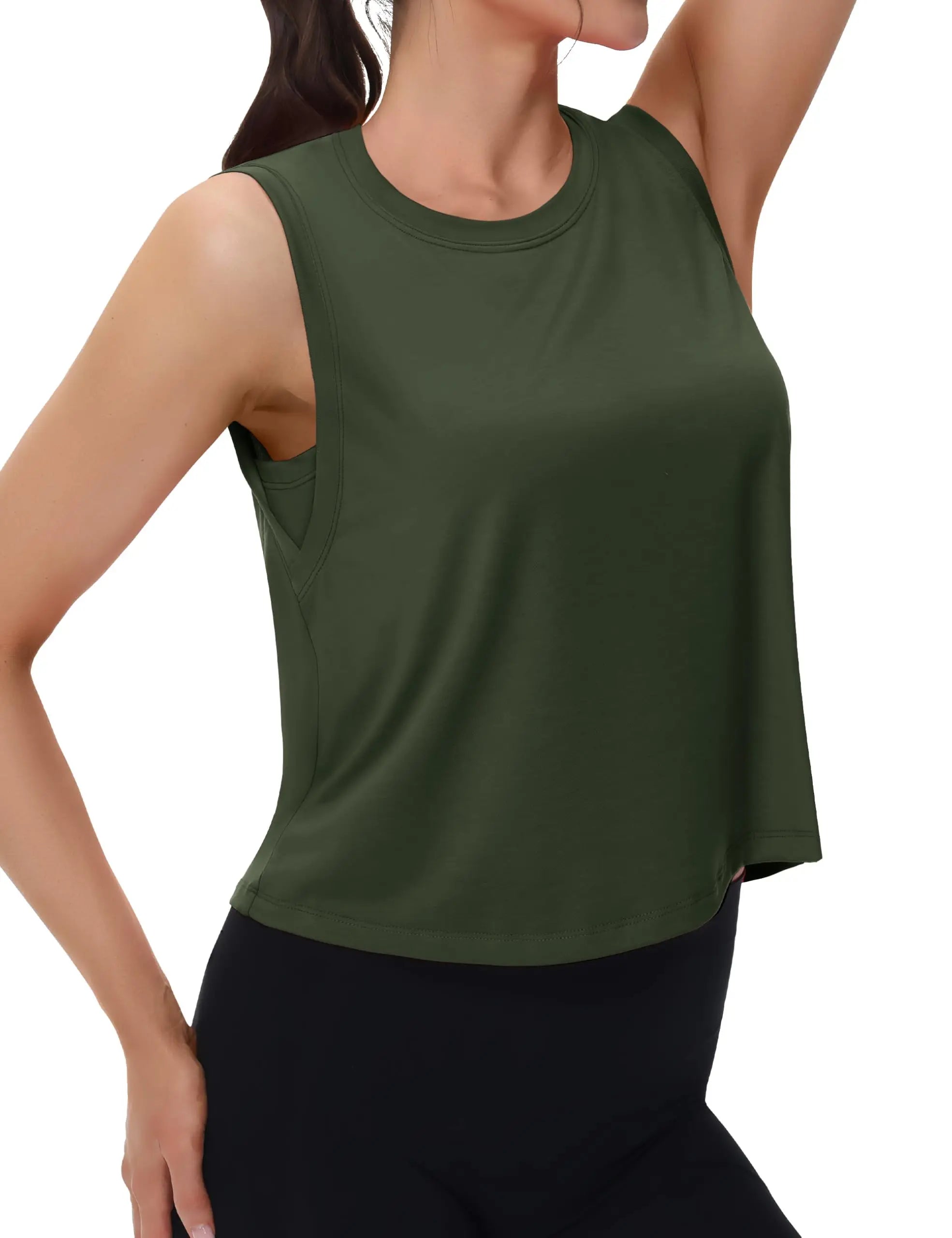 Women's Moisture-Wicking Clothing: TACVASEN Sleeveless, Loose Fit, Crew-Neck, Workout Crop Tank Tops / Rungear
