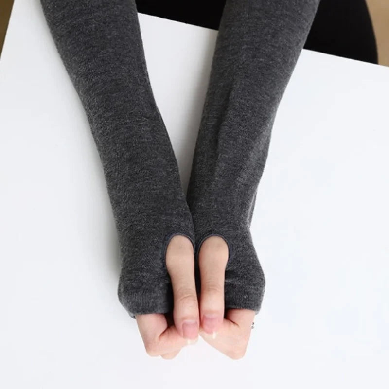 Running Winter Accessories: Unisex, Long, Warm, Half-Finger, Stretchy Mitten Gloves for Outdoor Sports / Rungear