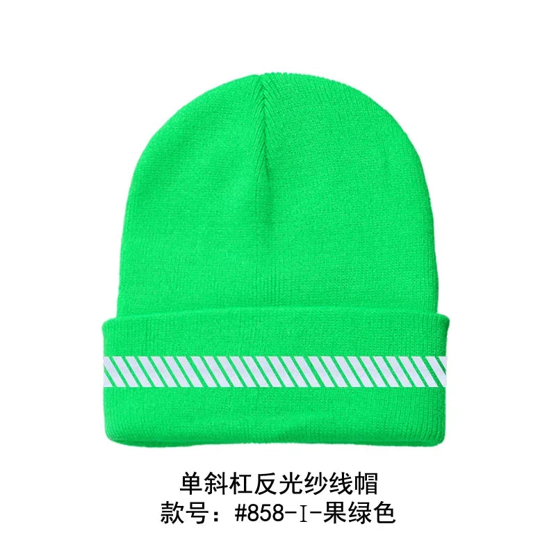 Reflective Hat Gear: High Visibility Safety Beanie, Reflective Knit, Ribbed Warm Winter Hats for Night Running, Hiking, Cycling / Rungear