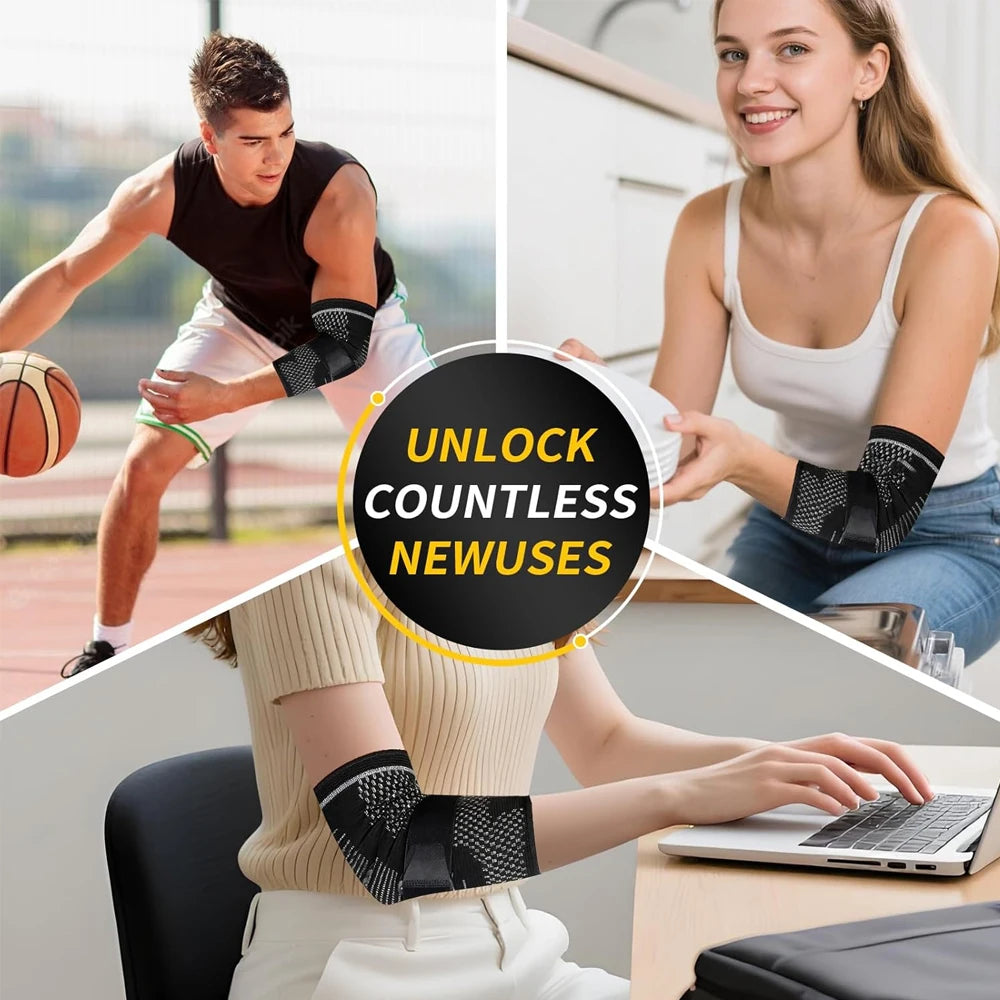 Running Compression Gear: Adjustable Arm Support with Gel Pad, Compression Sleeve with Strap / Rungear