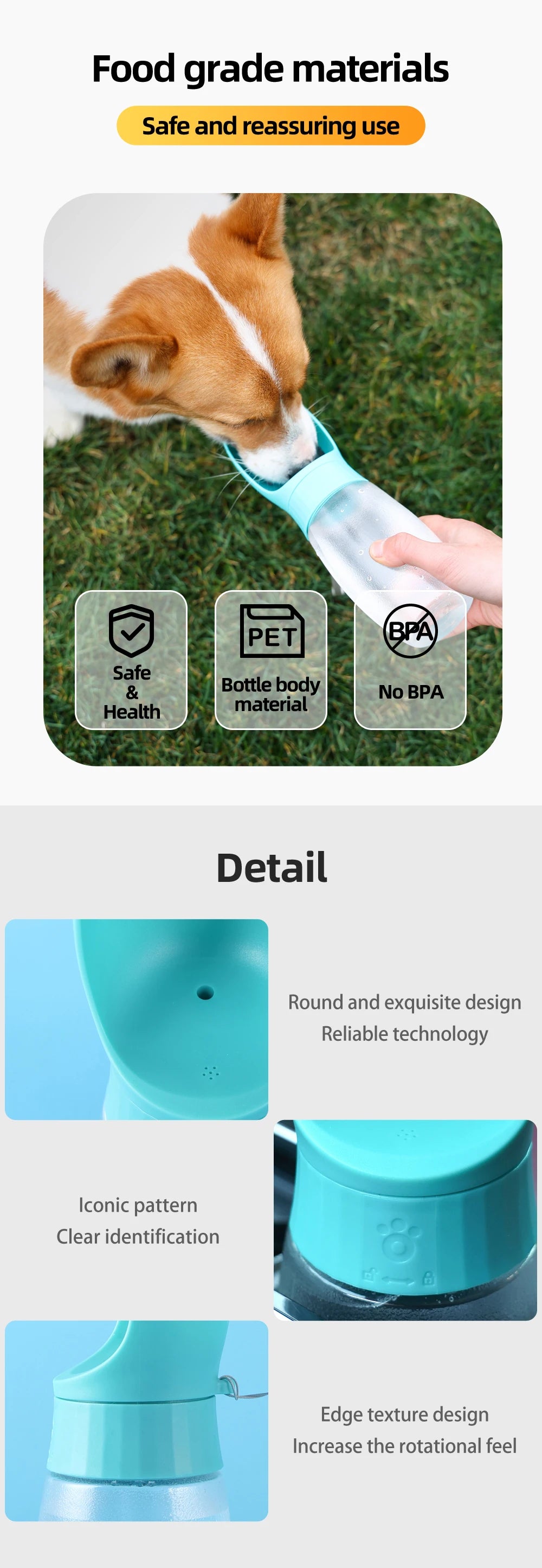 Portable Outdoors High Capacity Pet Water Dispenser Drink Bowl Bottle for Small To Medium Sized Dogs Pets Water Cup Supplies