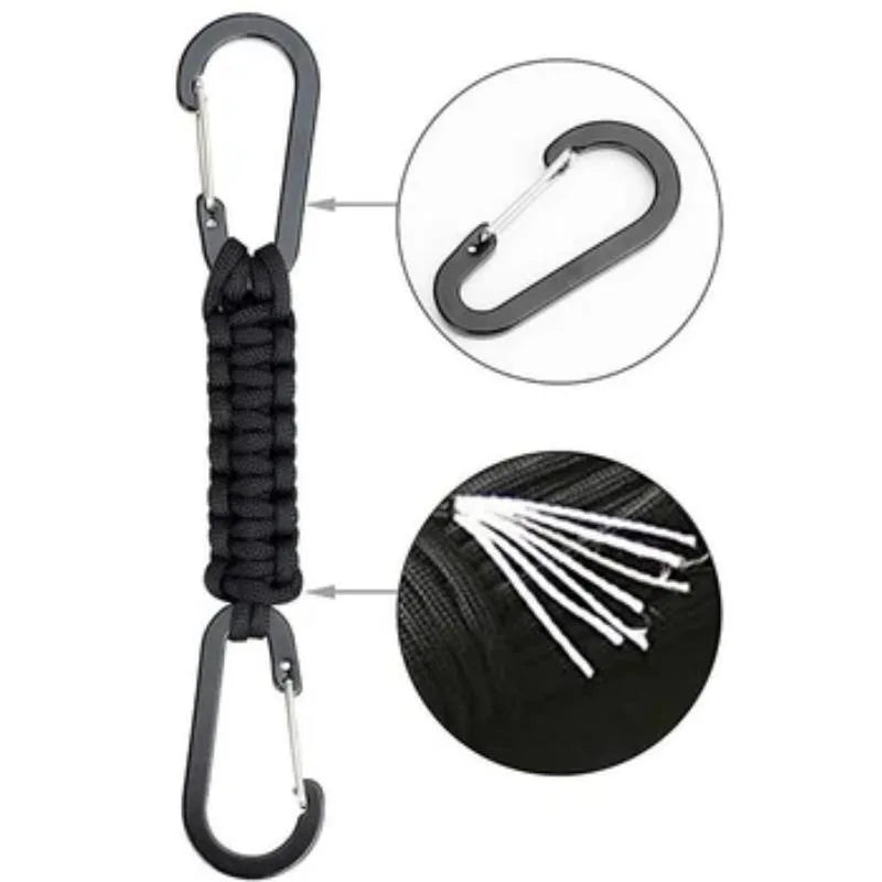 Trail Accessories: Paracord Keychain, Braided Double-Buckle Lanyard, Double Carabiners Paracord Keychain / Rungear