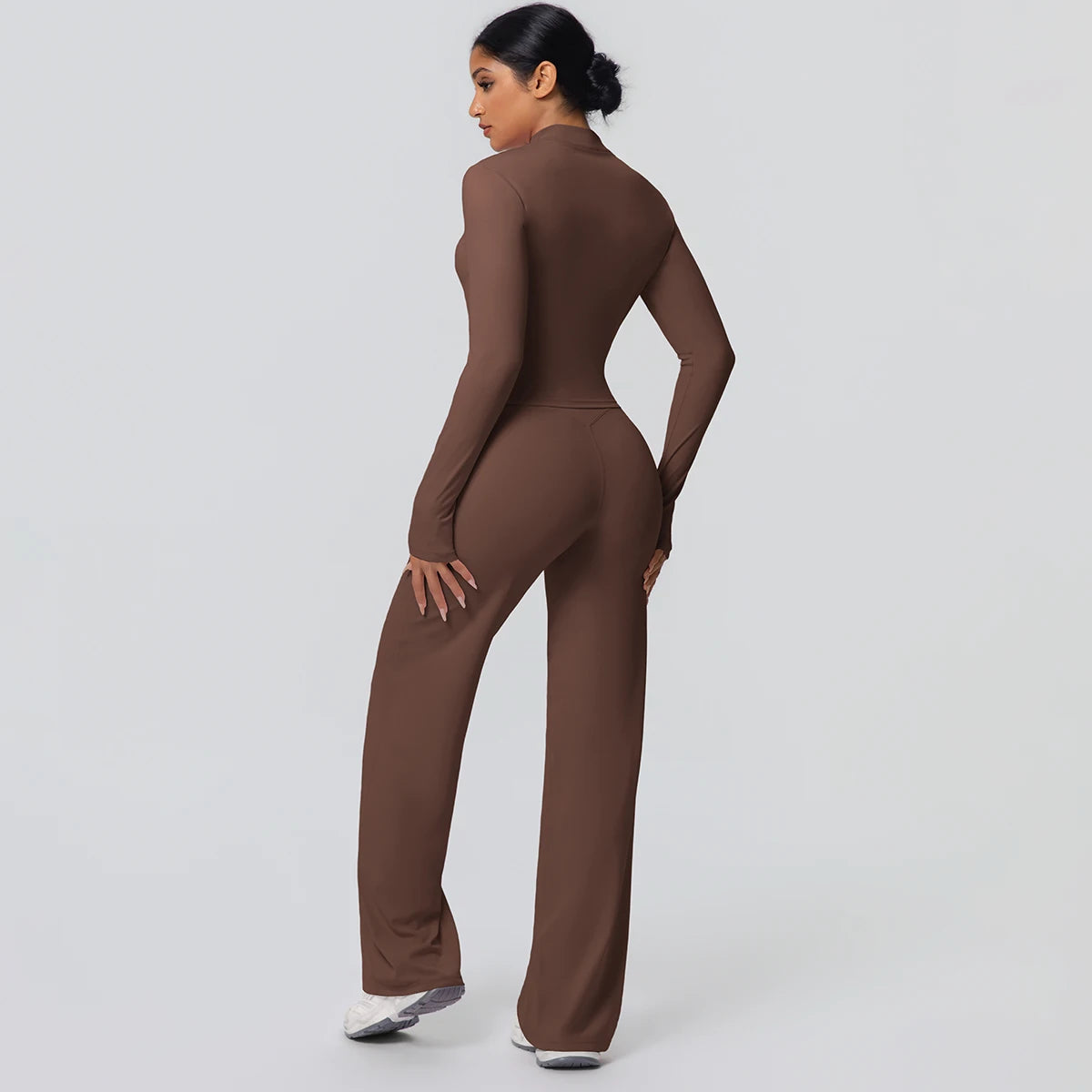 Women's Quick Dry Apparel: 2PC Long Sleeve, High Waisted, Wide Leg, Sports Fitness Clothing Set / Rungear