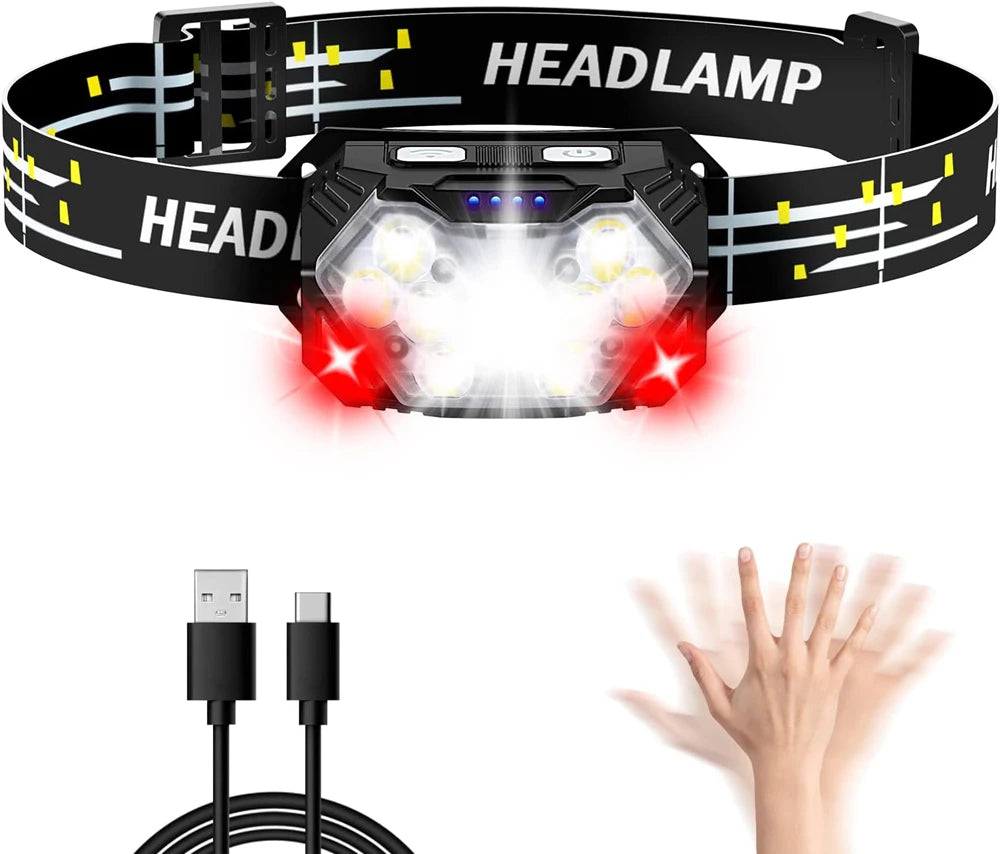 Running Gear Equipment: 9 Led Strong Portable USB Rechargeable Motion Sensor Outdoors Headlamp / Rungear