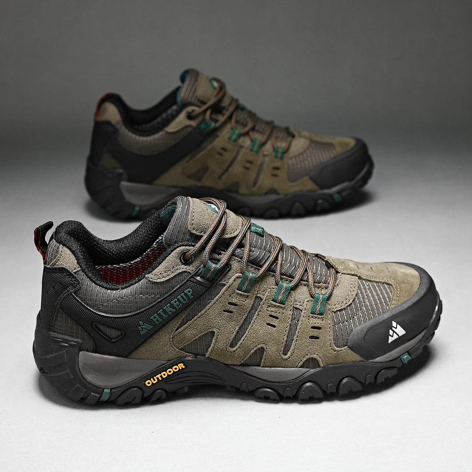 Hiking Shoe Gear: HIKEUP Men's Suede Leather, Wear-Resistant Hiking, Walking, Hunting Outdoor Shoes / Rungear