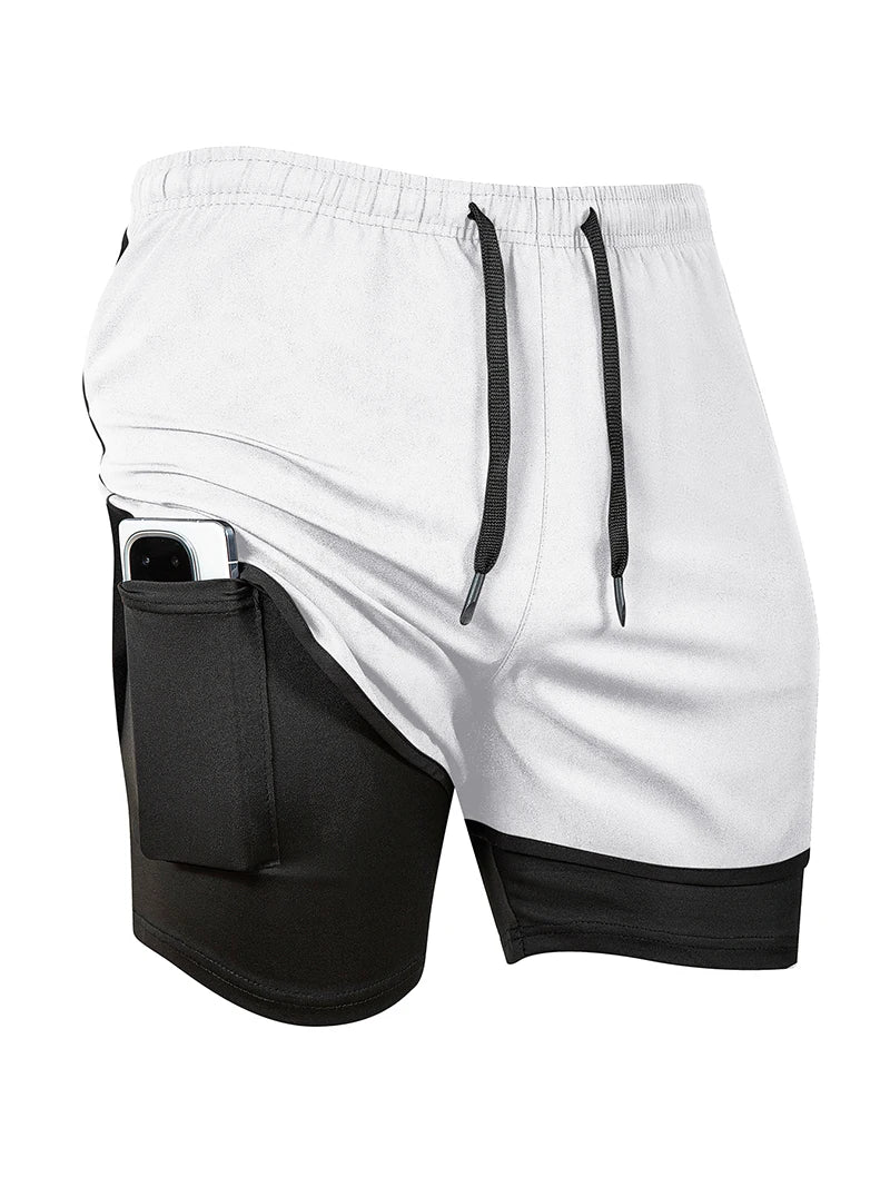 Men's Quick-Dry Apparel: Quick Dry, Stretchy 2 in 1 Running Workout Performance Activewear Shorts with Phone Pocket, Towel Loop / Rungear