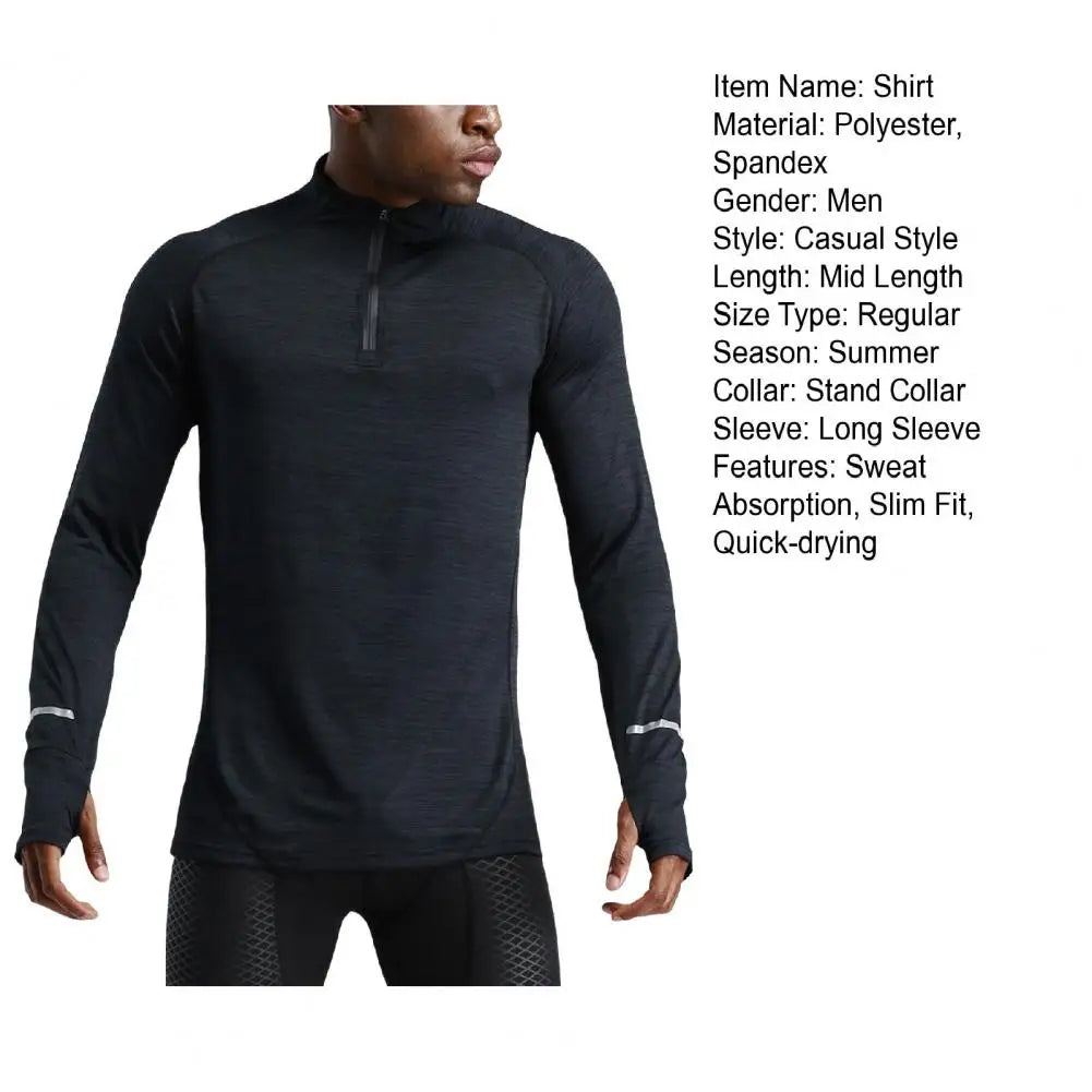 Men's Quick-Dry Apparel: Long Sleeve, Half-Zip, Pullover Running Compression Fitness Shirt / Rungear