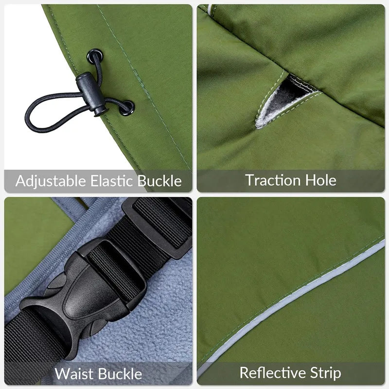 Reflective Dog Gear: Waterproof, Outdoors Raincoat Windbreaker for All Dog Sizes With Reflective Strip, Adjustable Straps & Snap Button / Rungear
