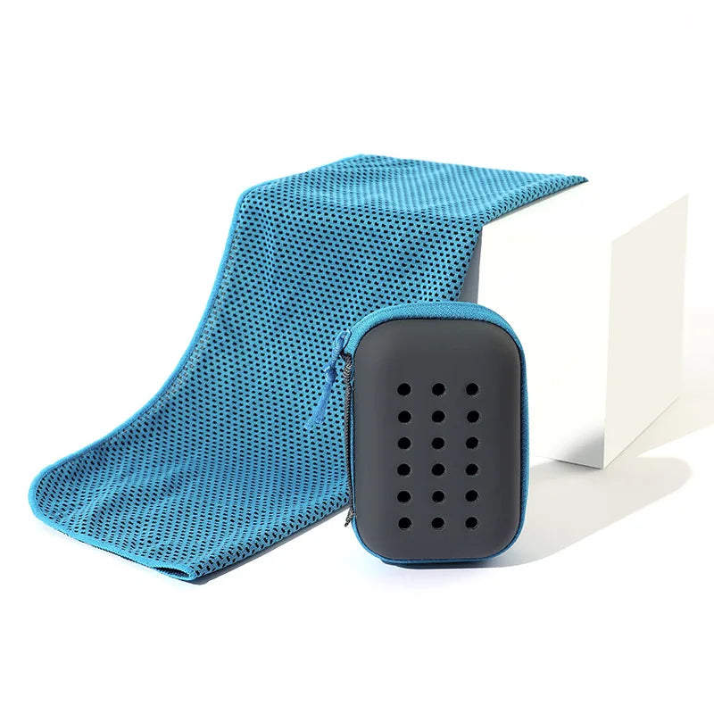 Quick Dry Towel Accessories: Soft, Breathable, Sweat Absorbent Towel with Storage Box for All Sports, Running, Gym Fitness / Rungear