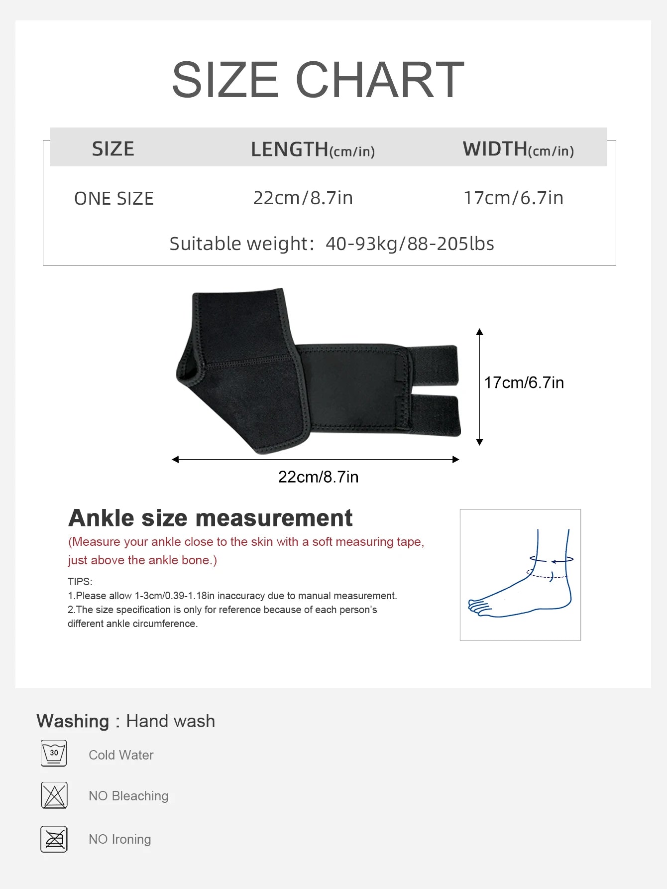 Recovery Gear Accessories: 1 PC Adjustable Neoprene Ankle Support for Running, Walking, Hiking, All Sports / Rungear