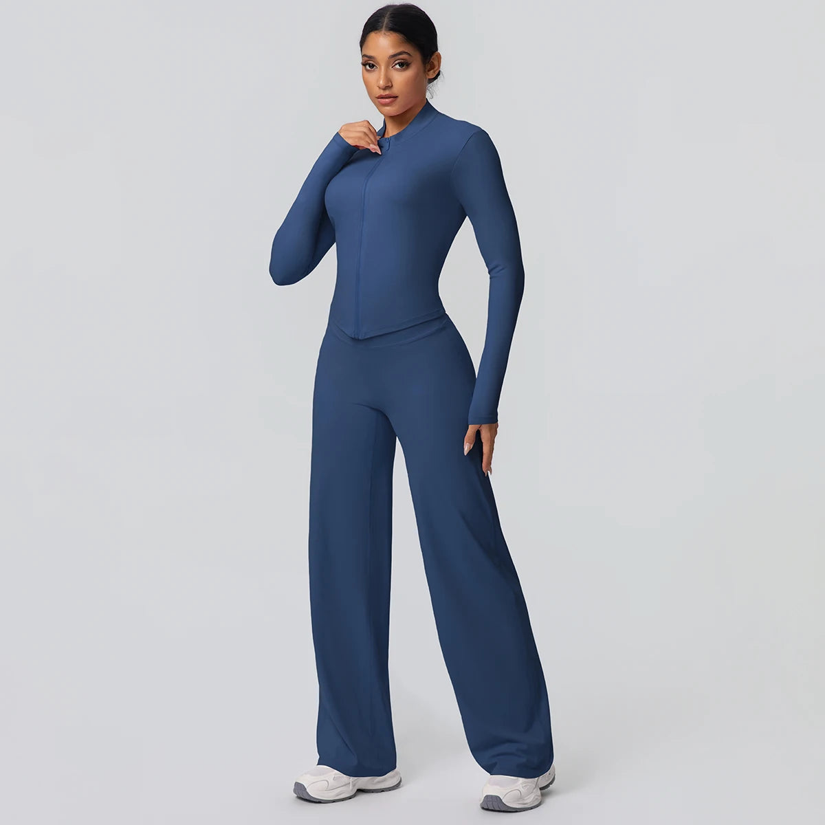 Women's Quick Dry Apparel: 2PC Long Sleeve, High Waisted, Wide Leg, Sports Fitness Clothing Set / Rungear