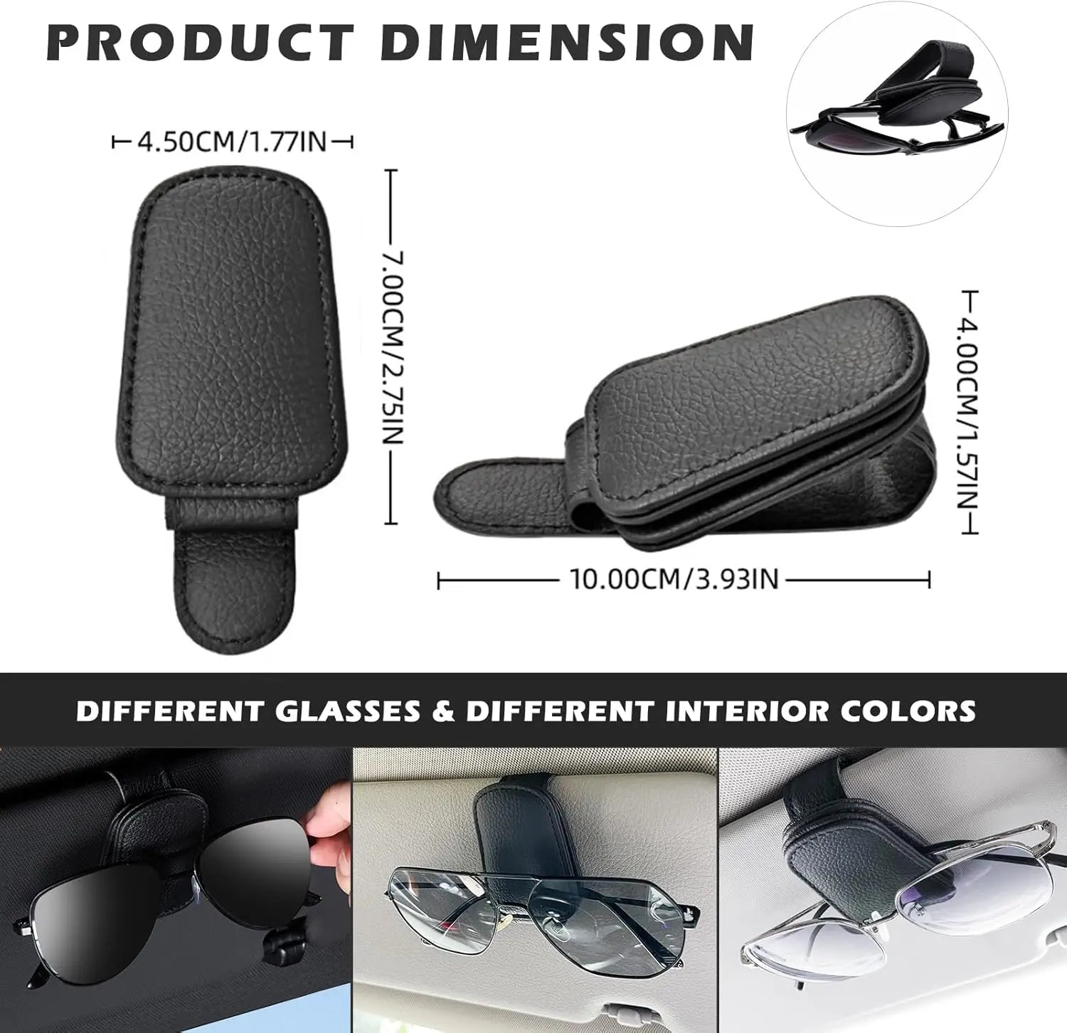 Sunglasses Gear Accessories: Magnetic Clip And Ticket Clip Leather Sunglasses Holder for Car / Rungear