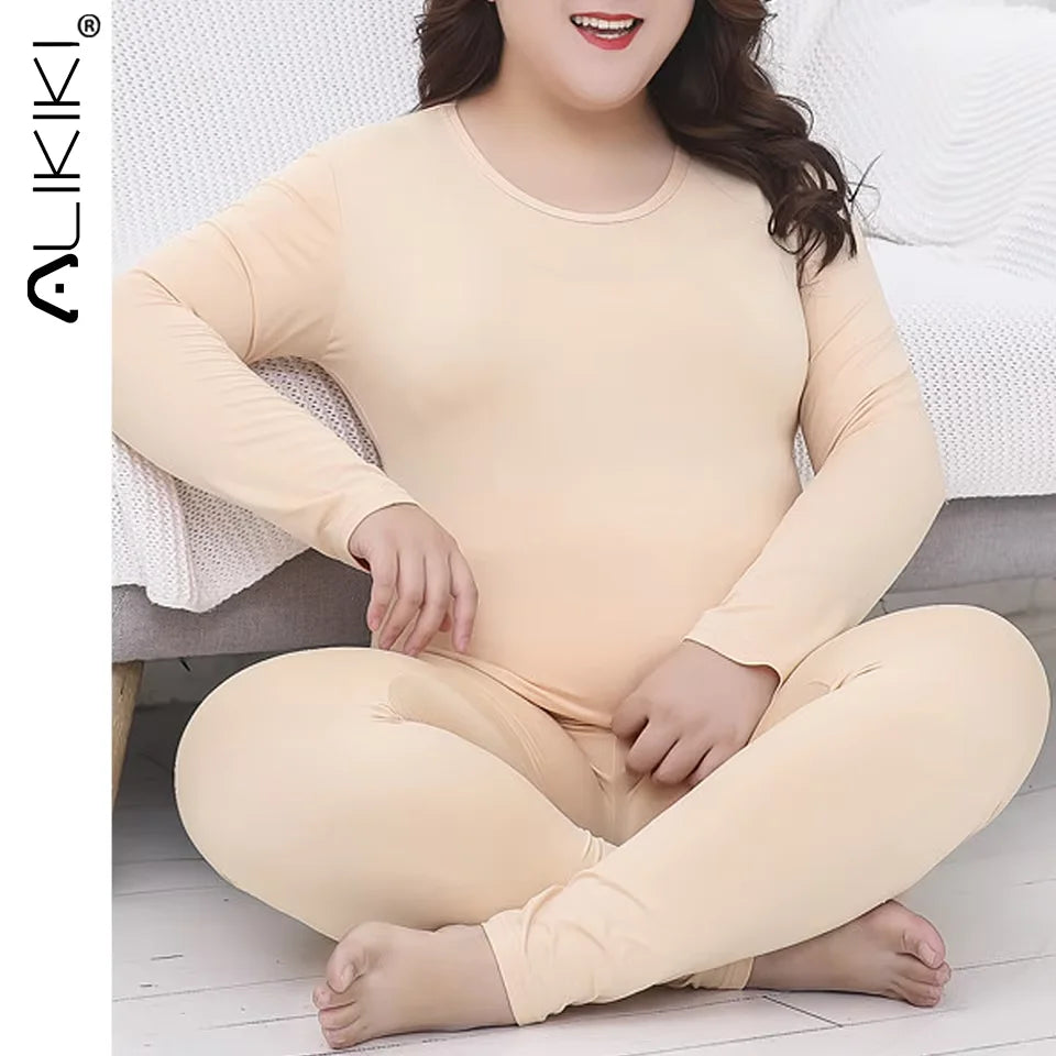 Ladies Plus Size Warm Base Layers Long John Thermal Underwear And Undershirt Sets For Winter Cold Weather