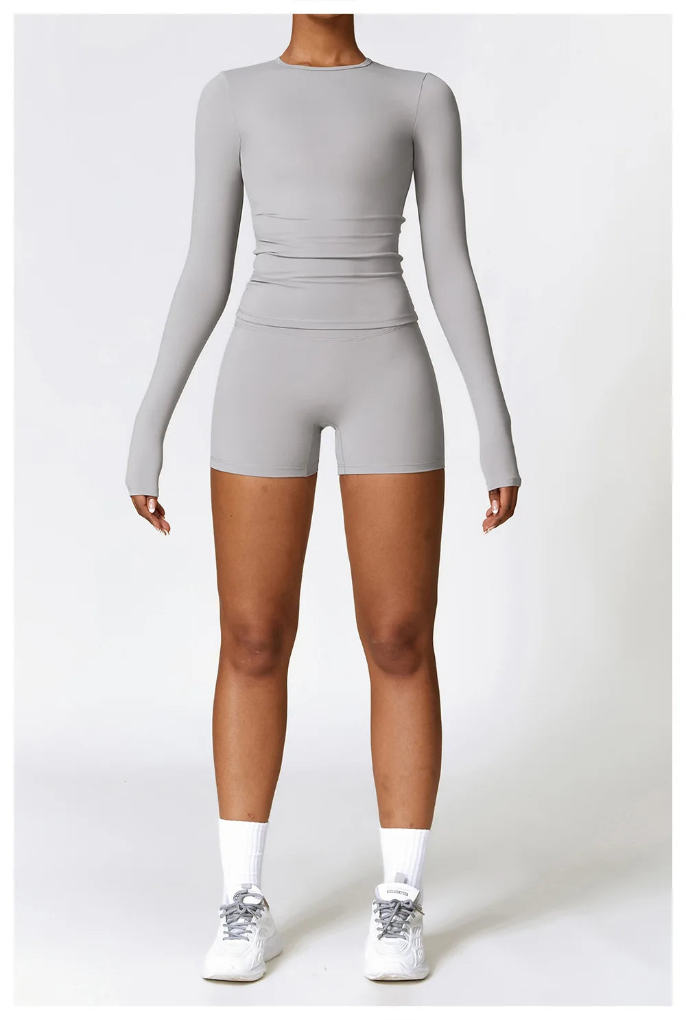 Women's Quick Dry Apparel: Breathable, Long Sleeved, Round Neck, Crop Top Workout Running, Hiking Set /  Rungear