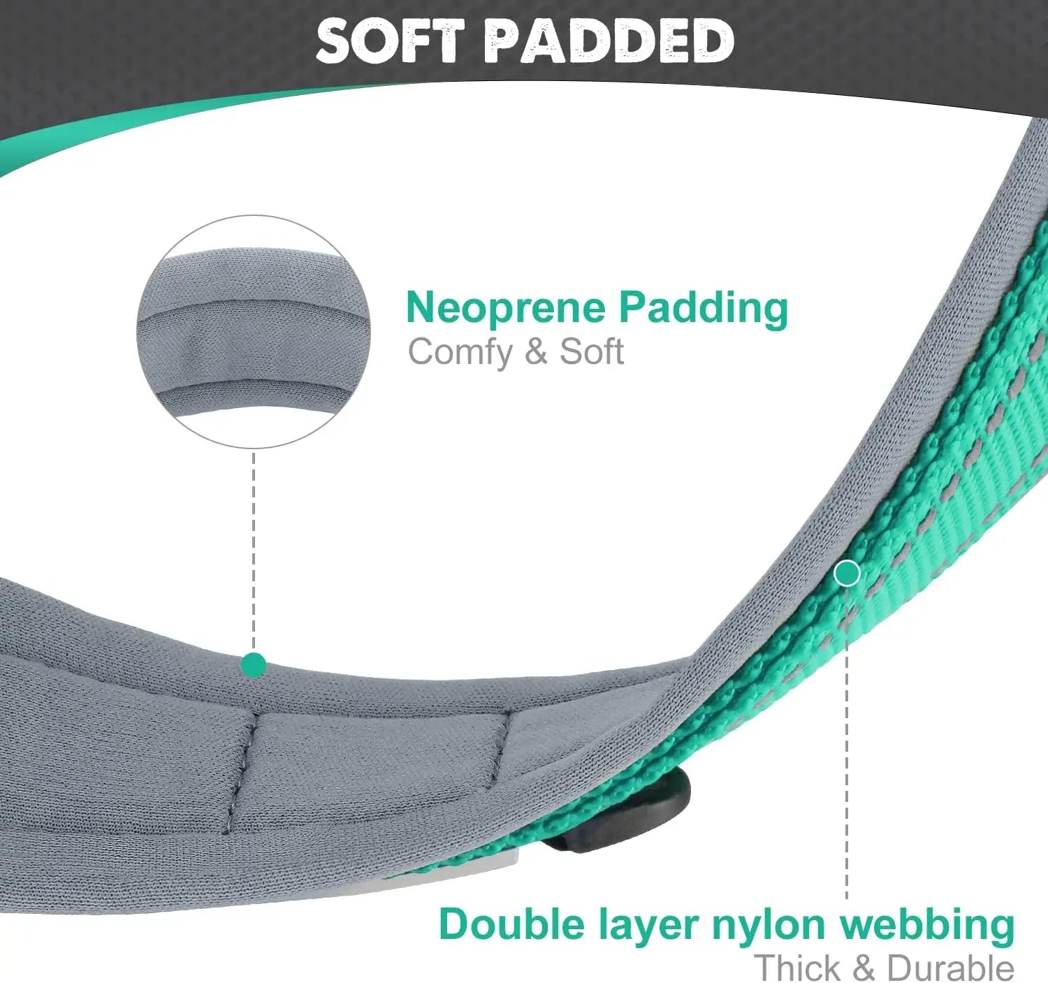 Reflective Dog Collars: Reflective, Adjustable, Heavy Duty Nylon Neoprene, Wide Padded Dog Collars for Small, Medium, Large Dogs / Rungear